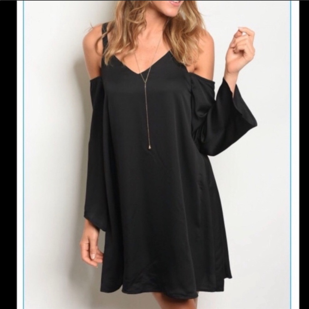 NEW! Black Cold Shoulder Dress - Picture 2 of 6